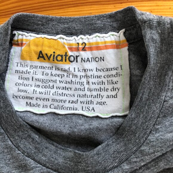 Aviator Nation Kids T-Shirt Tiger Gray Size 12 10 Medium - Picture 3 of 3